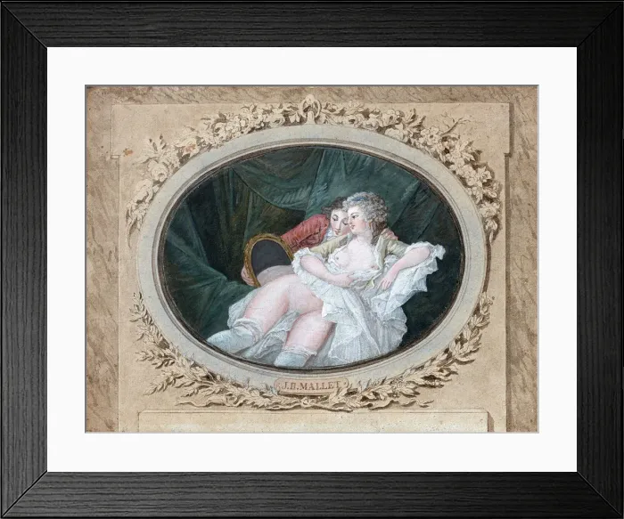 Framed Print : Boudoir scene. Creator: Mallet, Jean-Baptiste (1759-1835) Framed Print : Boudoir scene. Creator: Mallet, Jean-Baptiste (1759-1835)