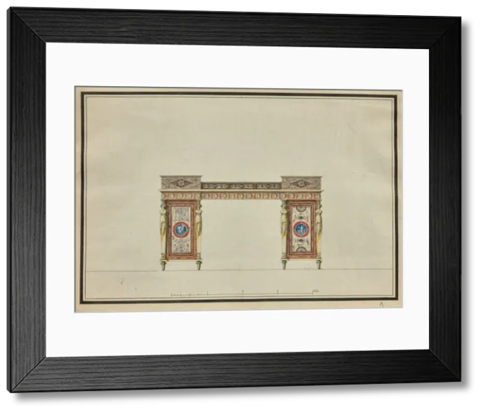 Framed Print : Design of a desk, c. 1800. Creator: Percier, Charles (1764-1838) Framed Print : Design of a desk, c. 1800. Creator: Percier, Charles (1764-1838)