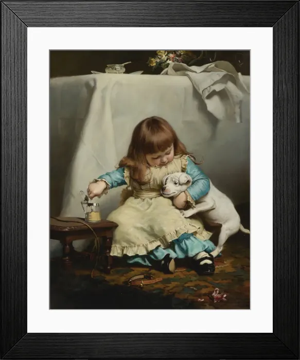 Framed Print : Once bitten, twice shy, 1885. Creator: Barber, Charles Burton (1845-1894) Framed Print : Once bitten, twice shy, 1885. Creator: Barber, Charles Burton (1845-1894)