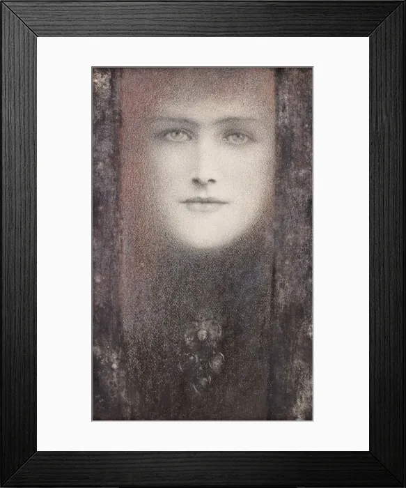 Framed Print : Le masque au rideau noir, 1892. Creator: Khnopff, Fernand (1858-1921) Framed Print : Le masque au rideau noir, 1892. Creator: Khnopff, Fernand (1858-1921)