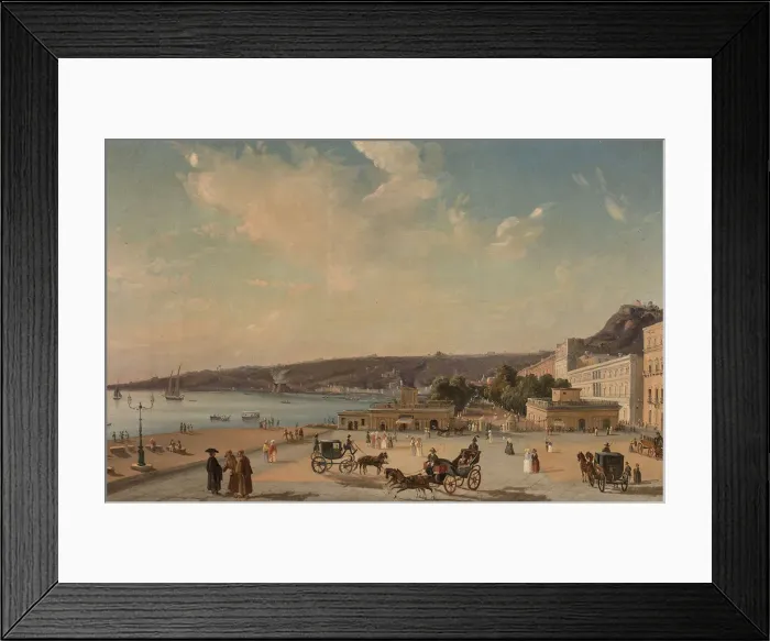 Framed Print : View of the gardens of Villa Reale, Naples. Creator: Carelli, Consalvo (Gonsalvo) (1818-1900) Framed Print : View of the gardens of Villa Reale, Naples. Creator: Carelli, Consalvo (Gonsalvo) (1818-1900)