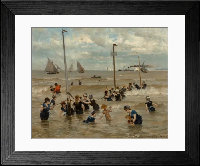 Framed Print : Bathing by the sea, 1876. Creator: Thoren, Otto von (1828-1889) Framed Print : Bathing by the sea, 1876. Creator: Thoren, Otto von (1828-1889)
