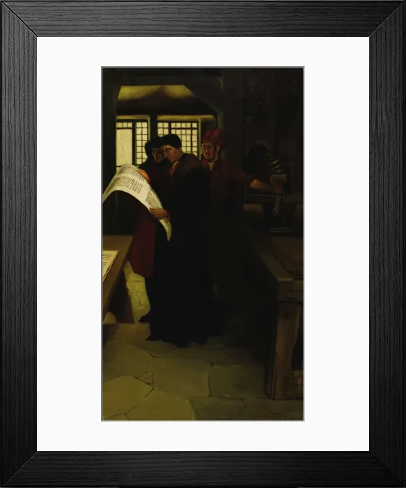 Framed Print : Gutenberg at the Press, 1902. Creator: Pyle, Howard (1853-1911) Framed Print : Gutenberg at the Press, 1902. Creator: Pyle, Howard (1853-1911)