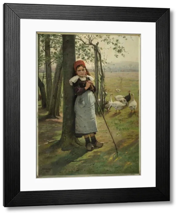 Framed Print : The Goose Girl, ca 1885. Creator: Brozik, Vaclav (1851-1901) Framed Print : The Goose Girl, ca 1885. Creator: Brozik, Vaclav (1851-1901)