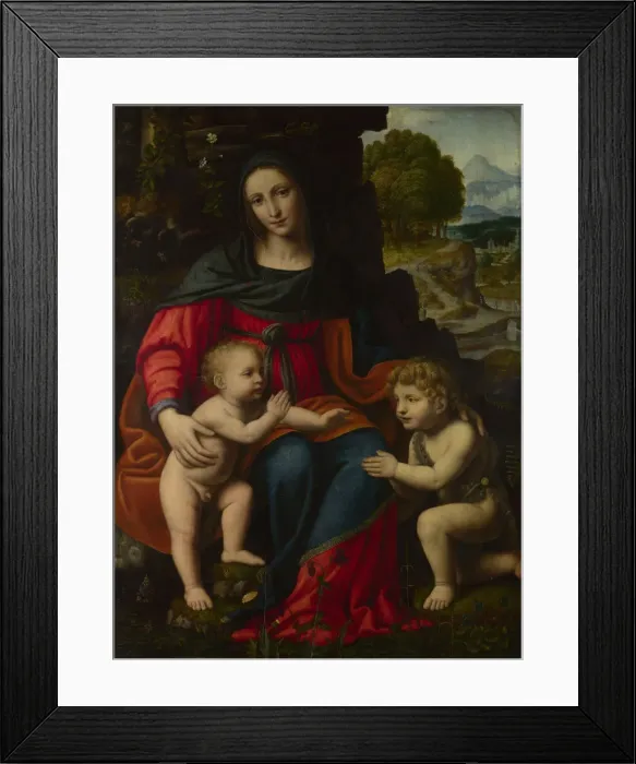 Framed Print : The Virgin and Child with Saint John, 1510s. Creator: Luini, Bernardino (ca. 1480-1532) Framed Print : The Virgin and Child with Saint John, 1510s. Creator: Luini, Bernardino (ca. 1480-1532)