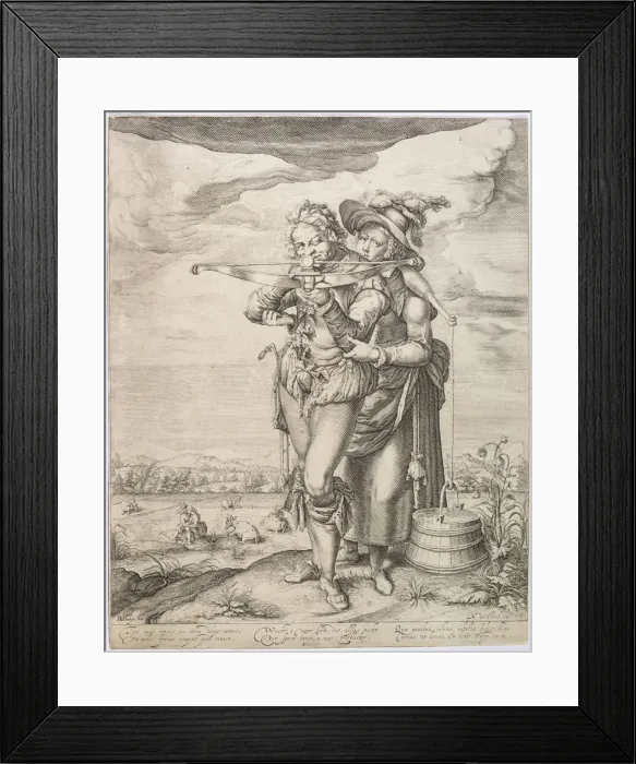 Framed Print : The Crossbowman and the Milkmaid, c. 1610. Creator: Gheyn, Jacques de, the Younger (1565-1629) Framed Print : The Crossbowman and the Milkmaid, c. 1610. Creator: Gheyn, Jacques de, the Younger (1565-1629)