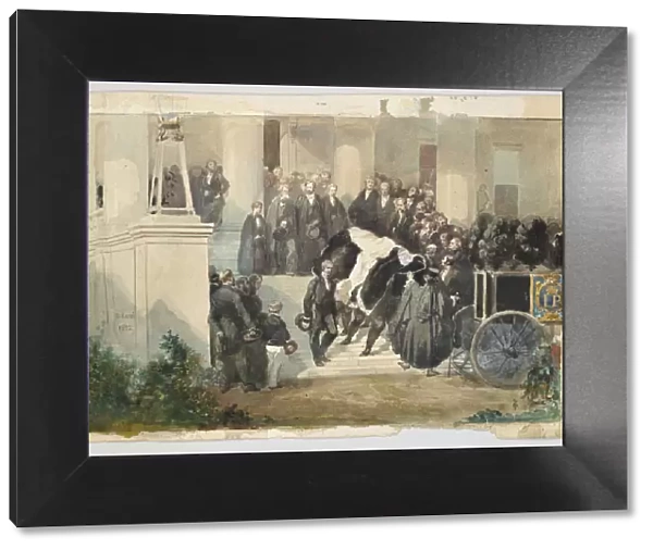 The coffin of Prince Ferdinand Philippe d Orleans leaves the Chateau de Clermont, 1842