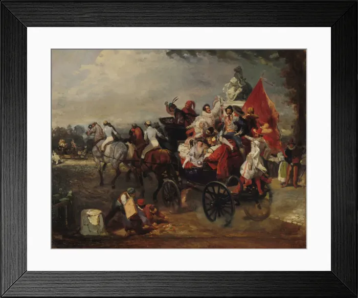 Framed Print : Carnival scene, Place de la Concorde, 1834. Creator: Lami, Eugene Louis (1800-1890) Framed Print : Carnival scene, Place de la Concorde, 1834. Creator: Lami, Eugene Louis (1800-1890)