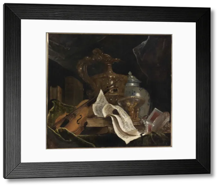 Framed Print : Still life with musical instrument, 1695-1700. Creator: Largilliere, Nicolas, de (1656-1746) Framed Print : Still life with musical instrument, 1695-1700. Creator: Largilliere, Nicolas, de (1656-1746)