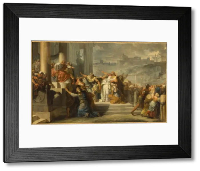 Framed Print : The Death of Virginie, 1759. Creator: Doyen, Gabriel Francois (1726-1806) Framed Print : The Death of Virginie, 1759. Creator: Doyen, Gabriel Francois (1726-1806)
