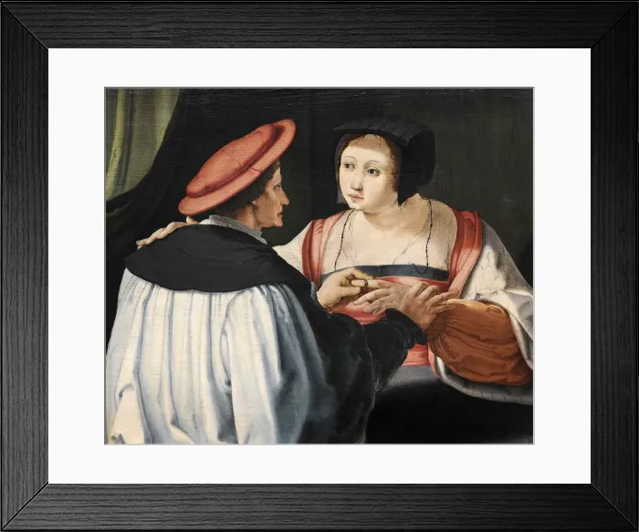 Framed Print : Les Fiances (The Fiances), c. 1525. Creator: Leyden, Lucas, van (1489 / 94-1533) Framed Print : Les Fiances (The Fiances), c. 1525. Creator: Leyden, Lucas, van (1489 / 94-1533)