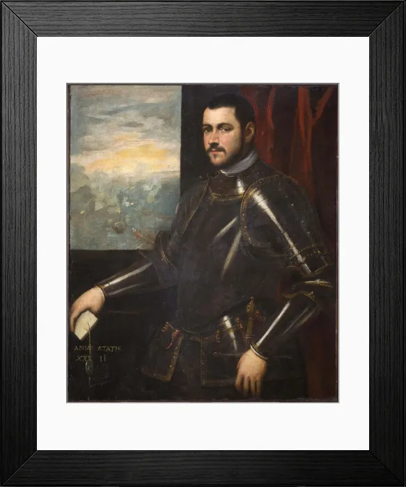 Framed Print : Portrait of a Venetian admiral, 16th century. Creator: Tintoretto, Domenico, (Workshop) Framed Print : Portrait of a Venetian admiral, 16th century. Creator: Tintoretto, Domenico, (Workshop)