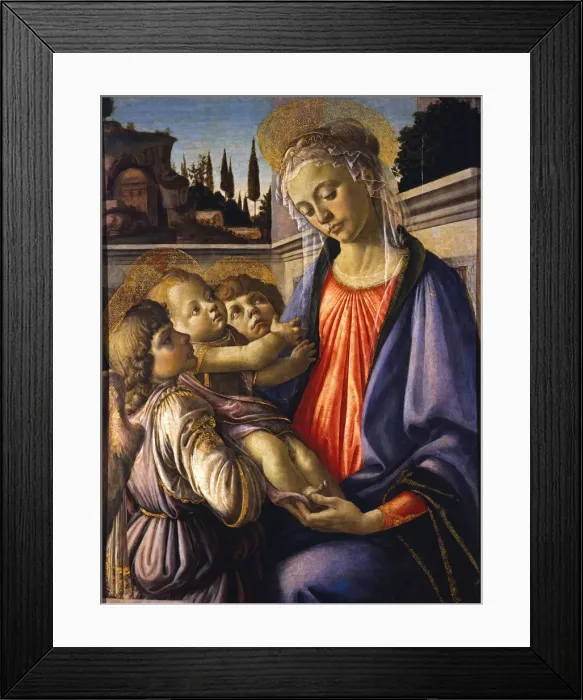 Framed Print : The Virgin and Child with Two Angels, ca 1470. Creator: Botticelli, Sandro (1445-1510) Framed Print : The Virgin and Child with Two Angels, ca 1470. Creator: Botticelli, Sandro (1445-1510)