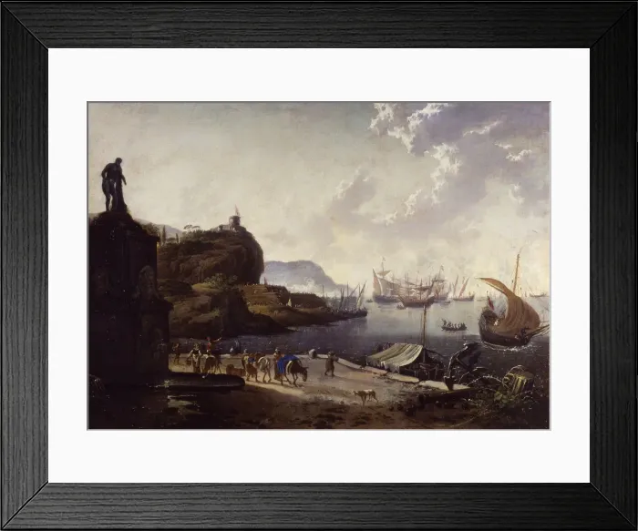 Framed Print : Seaport. Creator: Jode, Hans de (1630-1663) Framed Print : Seaport. Creator: Jode, Hans de (1630-1663)