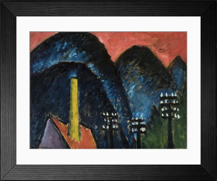 Framed Print : Blue mountains (Landscape with yellow chimney), 1912. Creator: Javlensky, Alexei, von (1864-1941) Framed Print : Blue mountains (Landscape with yellow chimney), 1912. Creator: Javlensky, Alexei, von (1864-1941)