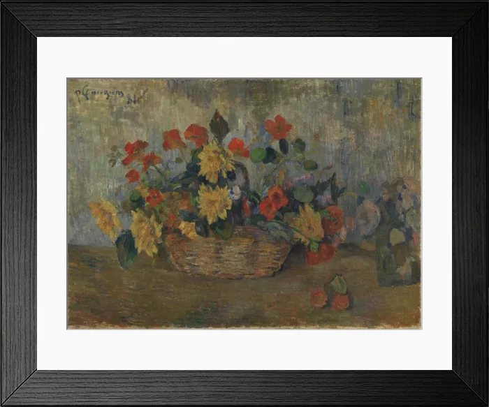 Framed Print : Basket with flowers, 1884. Creator: Gauguin, Paul Eugene Henri (1848-1903) Framed Print : Basket with flowers, 1884. Creator: Gauguin, Paul Eugene Henri (1848-1903)