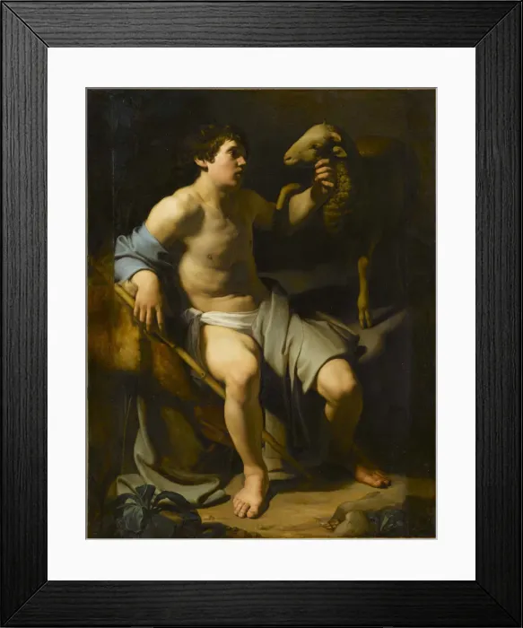 Framed Print : Saint John The Baptist Holding A Sheep. Creator: Manfredi, Bartolomeo (1587-1622) Framed Print : Saint John The Baptist Holding A Sheep. Creator: Manfredi, Bartolomeo (1587-1622)