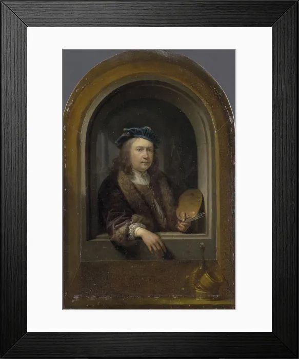 Framed Print : Self-Portrait with Palette, c. 1660. Creator: Dou, Gerard (Gerrit) (1613-1675) Framed Print : Self-Portrait with Palette, c. 1660. Creator: Dou, Gerard (Gerrit) (1613-1675)
