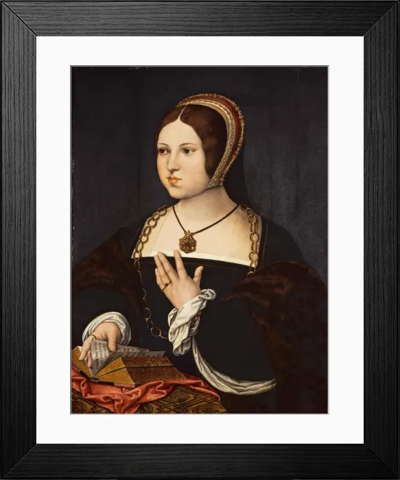 Framed Print : Portrait of Marie Haneton, ca 1518. Creator: Orley, Bernaert, van (1488-1541) Framed Print : Portrait of Marie Haneton, ca 1518. Creator: Orley, Bernaert, van (1488-1541)