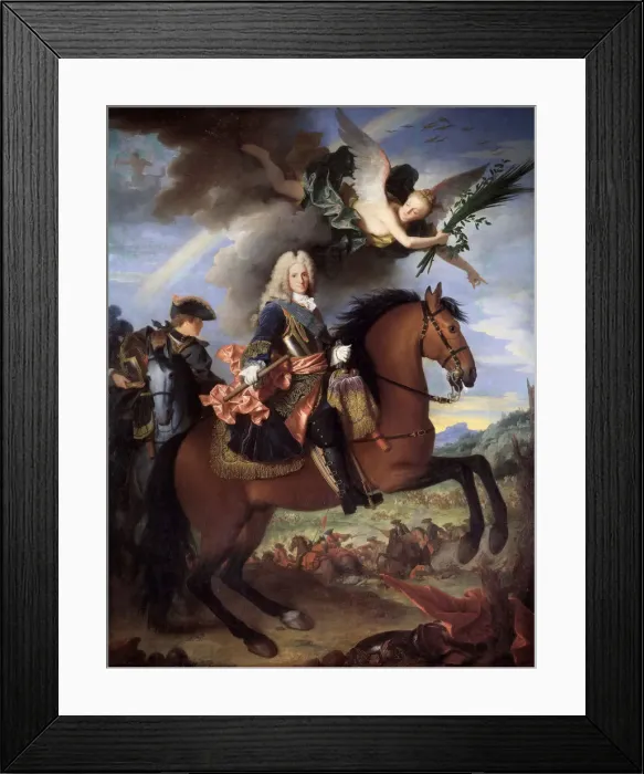 Framed Print : Equestrian Portrait of Philip V (1683-1746), King of Spain, 1723. Creator: Ranc, Jean (1674-1735)