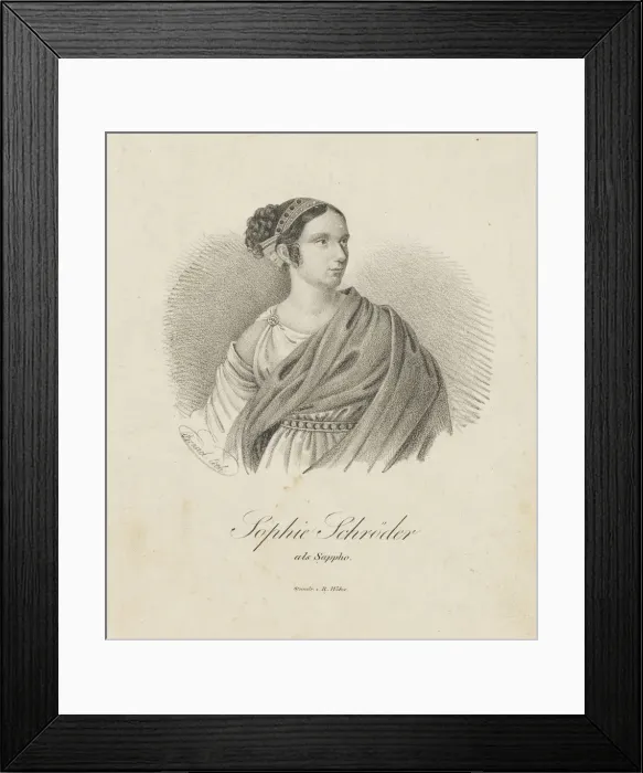 Framed Print : Portrait of the singer and actress Sophie Schroder (1781-1868) as Sappho, 1833 Framed Print : Portrait of the singer and actress Sophie Schroder (1781-1868) as Sappho, 1833