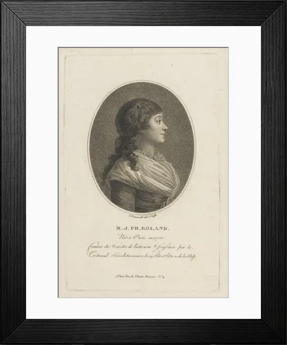 Framed Print : Portrait of Madame Roland (1754-1793), c. 1800. Creator: Bonneville, Francois Framed Print : Portrait of Madame Roland (1754-1793), c. 1800. Creator: Bonneville, Francois