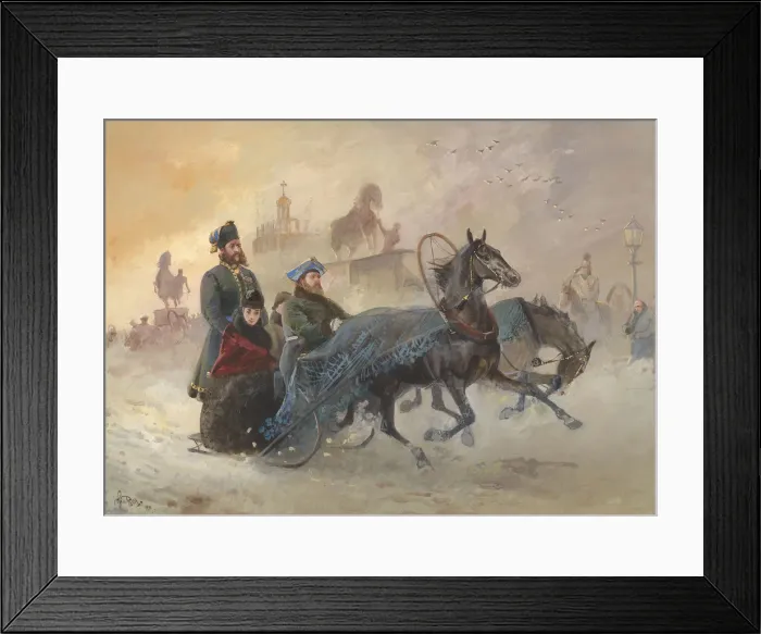 Framed Print : Maria Feodorovna, Empress of Russia, driving in a sleigh at St Petersburg in snow, 1889 Framed Print : Maria Feodorovna, Empress of Russia, driving in a sleigh at St Petersburg in snow, 1889