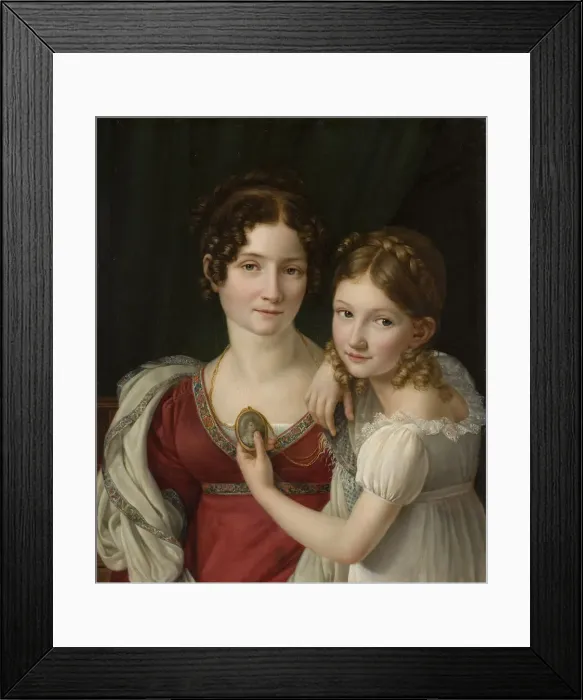 Framed Print : Portrait of a Mother with her Daughter, 1816-1822. Creator: Riesener, Henri-Francoiss Framed Print : Portrait of a Mother with her Daughter, 1816-1822. Creator: Riesener, Henri-Francoiss