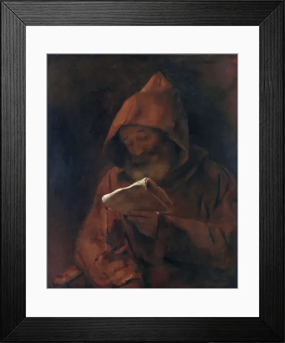 Framed Print : A Monk reading, 1661. Creator: Rembrandt van Rhijn (1606-1669) Framed Print : A Monk reading, 1661. Creator: Rembrandt van Rhijn (1606-1669)