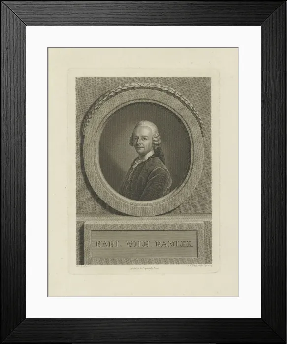 Framed Print : Portrait of Karl Wilhelm Ramler (1725-1798), 1774. Creator: Bause, Johann Friedrich (1738-1814) Framed Print : Portrait of Karl Wilhelm Ramler (1725-1798), 1774. Creator: Bause, Johann Friedrich (1738-1814)