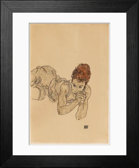 Framed Print : Lying woman, 1917. Creator: Schiele, Egon (1890-1918) Framed Print : Lying woman, 1917. Creator: Schiele, Egon (1890-1918)