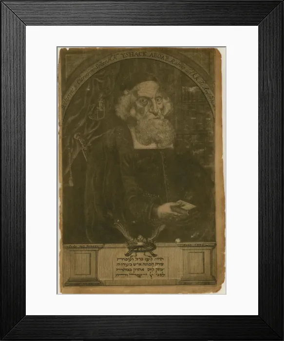 Framed Print : Portrait of Isaac Aboab da Fonseca (1605-1693), 1681. Creator: Naghtegael, Aernout (1658-1725)