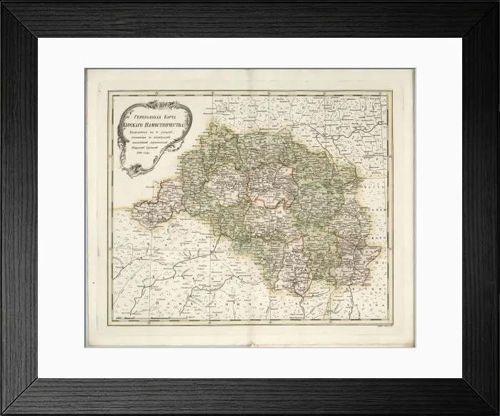 Framed Print : General Map of Kursk Governorate, 1788. Creator: Chernoi (Cherny), Fyodor Osipovich (1745-1790) Framed Print : General Map of Kursk Governorate, 1788. Creator: Chernoi (Cherny), Fyodor Osipovich (1745-1790)