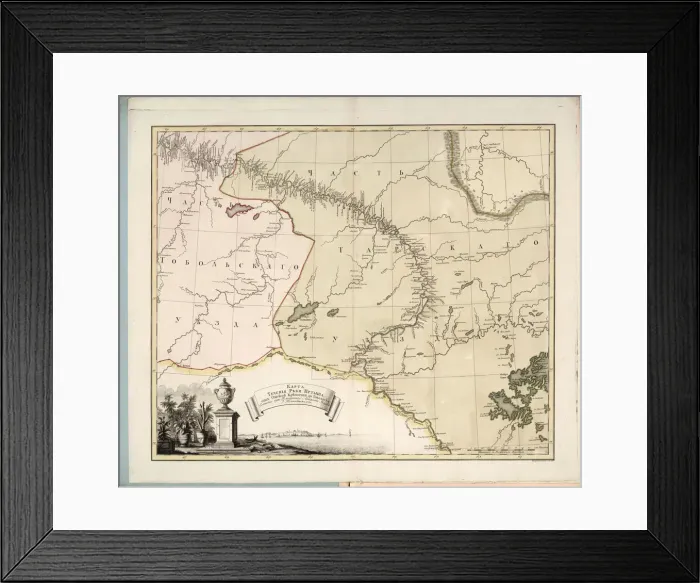 Framed Print : Map of the flow of the Irtysh River from Omsk fortress into Tobolsk, 1780. Creator: Islenyev Framed Print : Map of the flow of the Irtysh River from Omsk fortress into Tobolsk, 1780. Creator: Islenyev