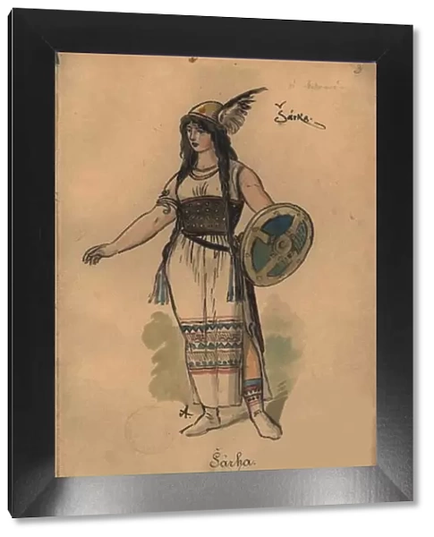 Sarka. Costume design for the opera Sarka by Zdenek Fibich, 1897. Creator: Ales, Mikolas
