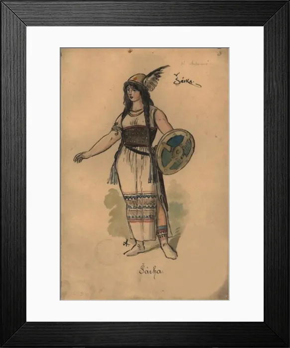 Framed Print : Sarka. Costume design for the opera Sarka by Zdenek Fibich, 1897. Creator: Ales, Mikolas Framed Print : Sarka. Costume design for the opera Sarka by Zdenek Fibich, 1897. Creator: Ales, Mikolas