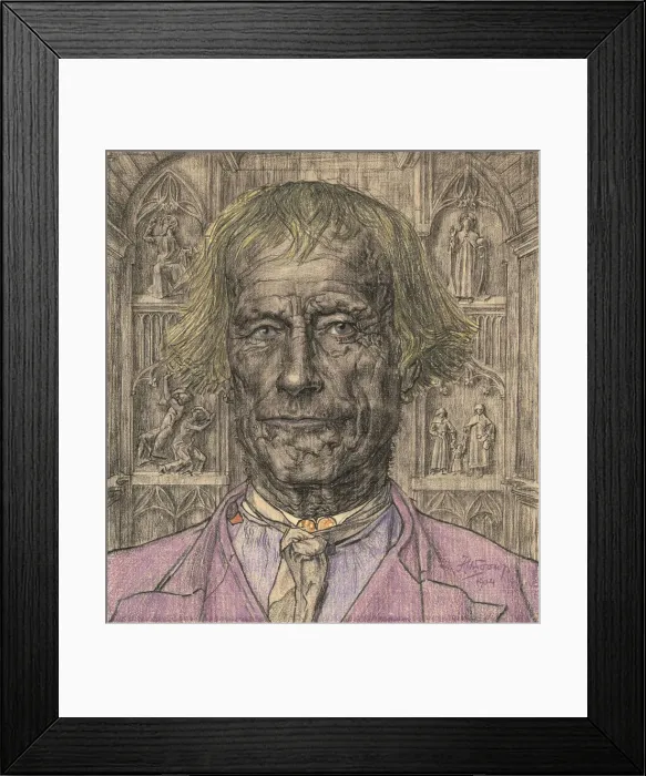 Framed Print : Portrait of an Old Peasant in Front of a Cathedral, 1904. Creator: Toorop, Jan (1858-1928) Framed Print : Portrait of an Old Peasant in Front of a Cathedral, 1904. Creator: Toorop, Jan (1858-1928)