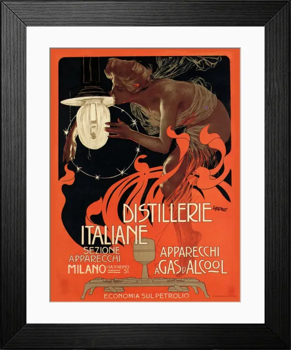 Framed Print : Distillerie Italiane, 1890s. Creator: Metlicovitz, Leopoldo (1868-1944) Framed Print : Distillerie Italiane, 1890s. Creator: Metlicovitz, Leopoldo (1868-1944)