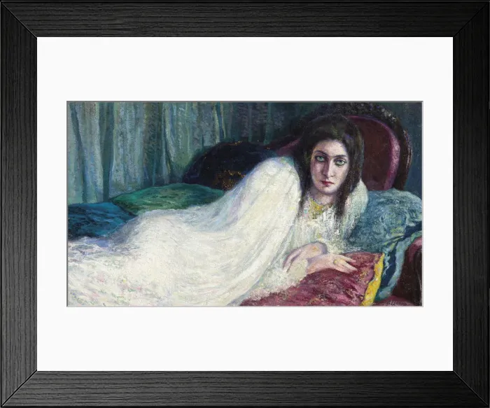 Framed Print : Fanciulla sul sofa (Girl on the sofa), c. 1910. Creator: Lionne (Della Leonessa) Framed Print : Fanciulla sul sofa (Girl on the sofa), c. 1910. Creator: Lionne (Della Leonessa)