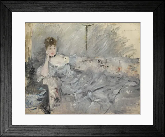 Framed Print : Woman in grey reclining, 1879. Creator: Morisot, Berthe (1841-1895) Framed Print : Woman in grey reclining, 1879. Creator: Morisot, Berthe (1841-1895)