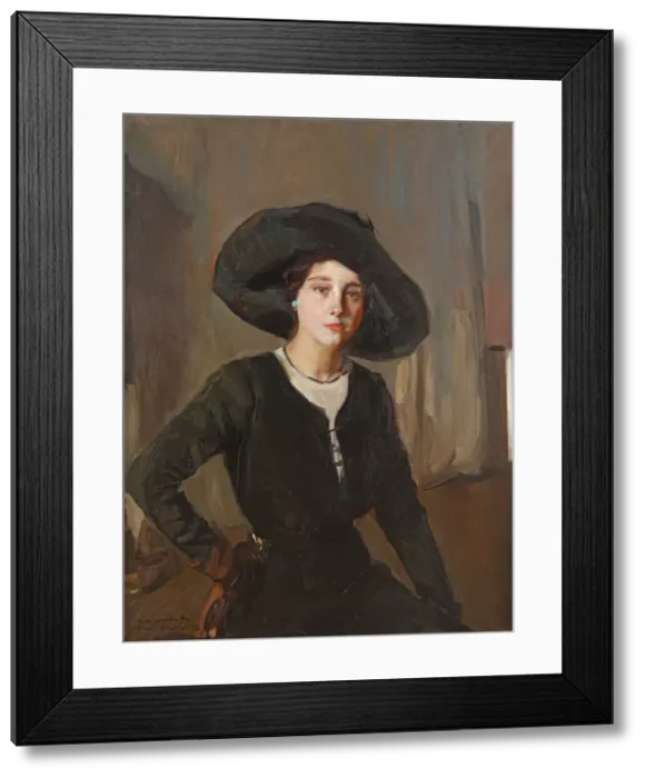 Framed Print : Elena in Black Hat, 1910. Creator: Sorolla y Bastida, Joaquin (1863-1923) Framed Print : Elena in Black Hat, 1910. Creator: Sorolla y Bastida, Joaquin (1863-1923)