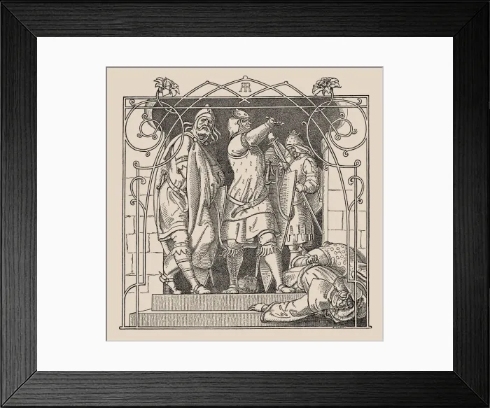 Framed Print : Die Nibelungen. How They Threw Down the Dead Out Of The Hall, 1840-1841. Creator: Rethel Framed Print : Die Nibelungen. How They Threw Down the Dead Out Of The Hall, 1840-1841. Creator: Rethel