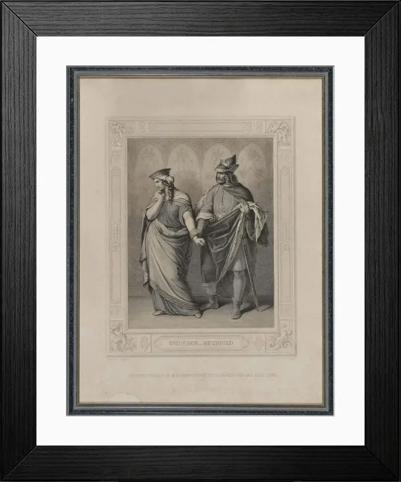 Framed Print : The Nibelungenlied. Gunther and Brunhild, 1860. Creator: Gonzenbach, Carl Arnold (1806-1885) Framed Print : The Nibelungenlied. Gunther and Brunhild, 1860. Creator: Gonzenbach, Carl Arnold (1806-1885)