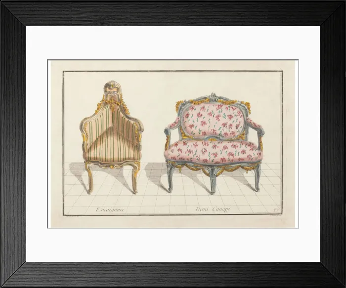 Framed Print : Encoignure, Demi Canape. Nouvelle Iconologie Historique ou Attributes Hierogliphyques, c