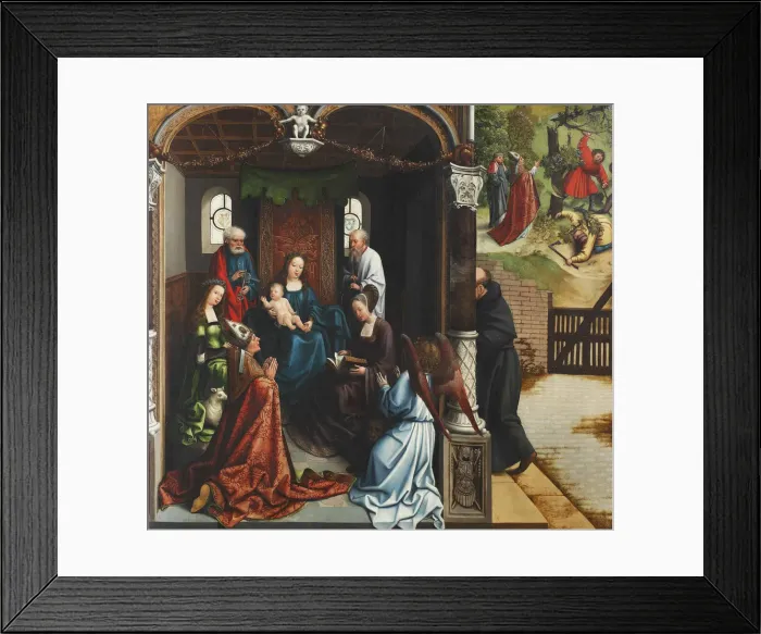 Framed Print : Virgin and Child adored by Saint Martin, 1514. Creator: Orley, Bernaert, van (1488-1541) Framed Print : Virgin and Child adored by Saint Martin, 1514. Creator: Orley, Bernaert, van (1488-1541)