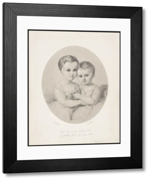 Framed Print : The granddaughters Fanny and Cecile Hensel, ca 1860. Creator: Hensel, Wilhelm (1794-1861) Framed Print : The granddaughters Fanny and Cecile Hensel, ca 1860. Creator: Hensel, Wilhelm (1794-1861)