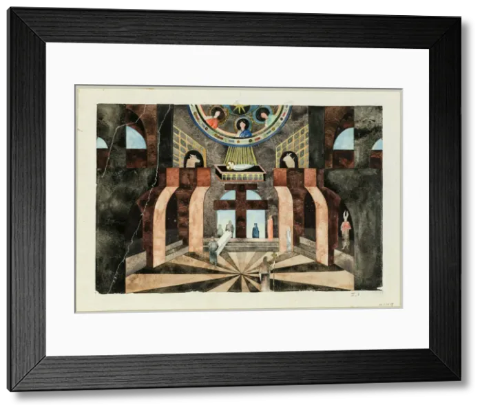 Framed Print : Stage design for the Tragedy Die Nibelungen by Friedrich Hebbel, ca 1934. Creator: Müller Framed Print : Stage design for the Tragedy Die Nibelungen by Friedrich Hebbel, ca 1934. Creator: Müller