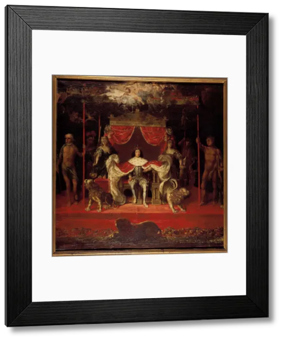 Framed Print : Portrait of Christian V of Denmark (1646-1699) on the throne in Frederiksborg Palace Framed Print : Portrait of Christian V of Denmark (1646-1699) on the throne in Frederiksborg Palace