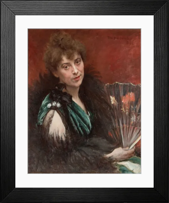 Framed Print : Woman with fan, 1892. Creator: Desboutin, Marcellin Gilbert (1823-1902) Framed Print : Woman with fan, 1892. Creator: Desboutin, Marcellin Gilbert (1823-1902)