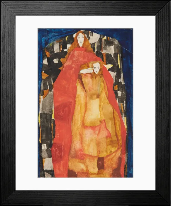 Framed Print : Mother with child in red coat, 1911. Creator: Schiele, Egon (1890-1918) Framed Print : Mother with child in red coat, 1911. Creator: Schiele, Egon (1890-1918)